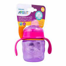 Copo de Transicao Avent Easy Sip 6+ meses, com alca, rosa e roxo, capacidade de 200mL