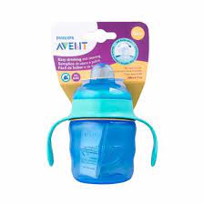 Copo de Transicao Avent Easy Sip 6+ meses, com alca, azul, capacidade de 200mL