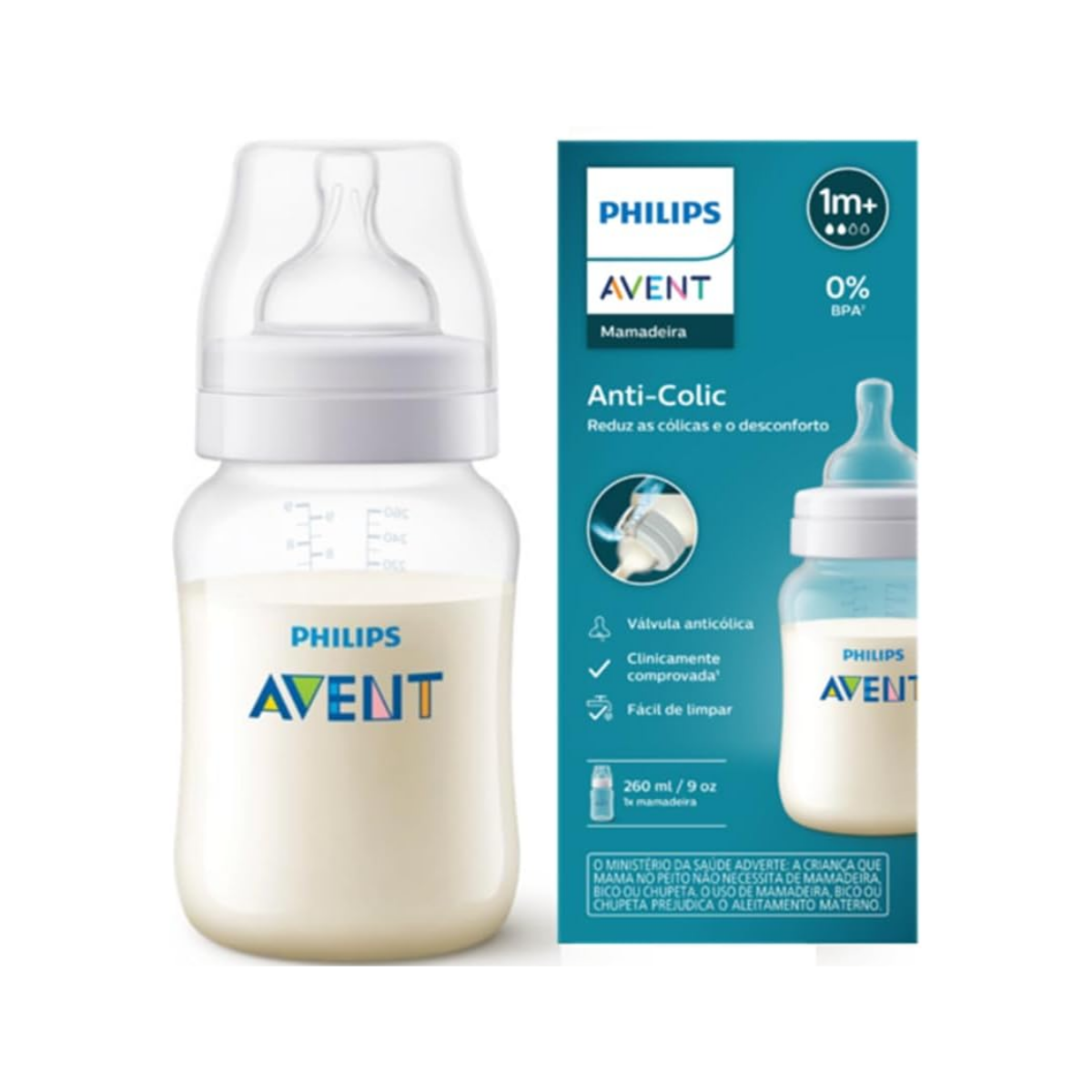 Mamadeira Avent Anti-Colic Transparente Philips 260ml