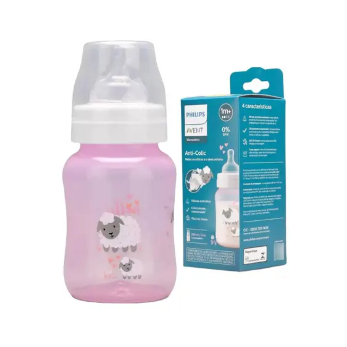 Mamadeira Avent Anti-Colic Ovelha Philips Rosa 260ml