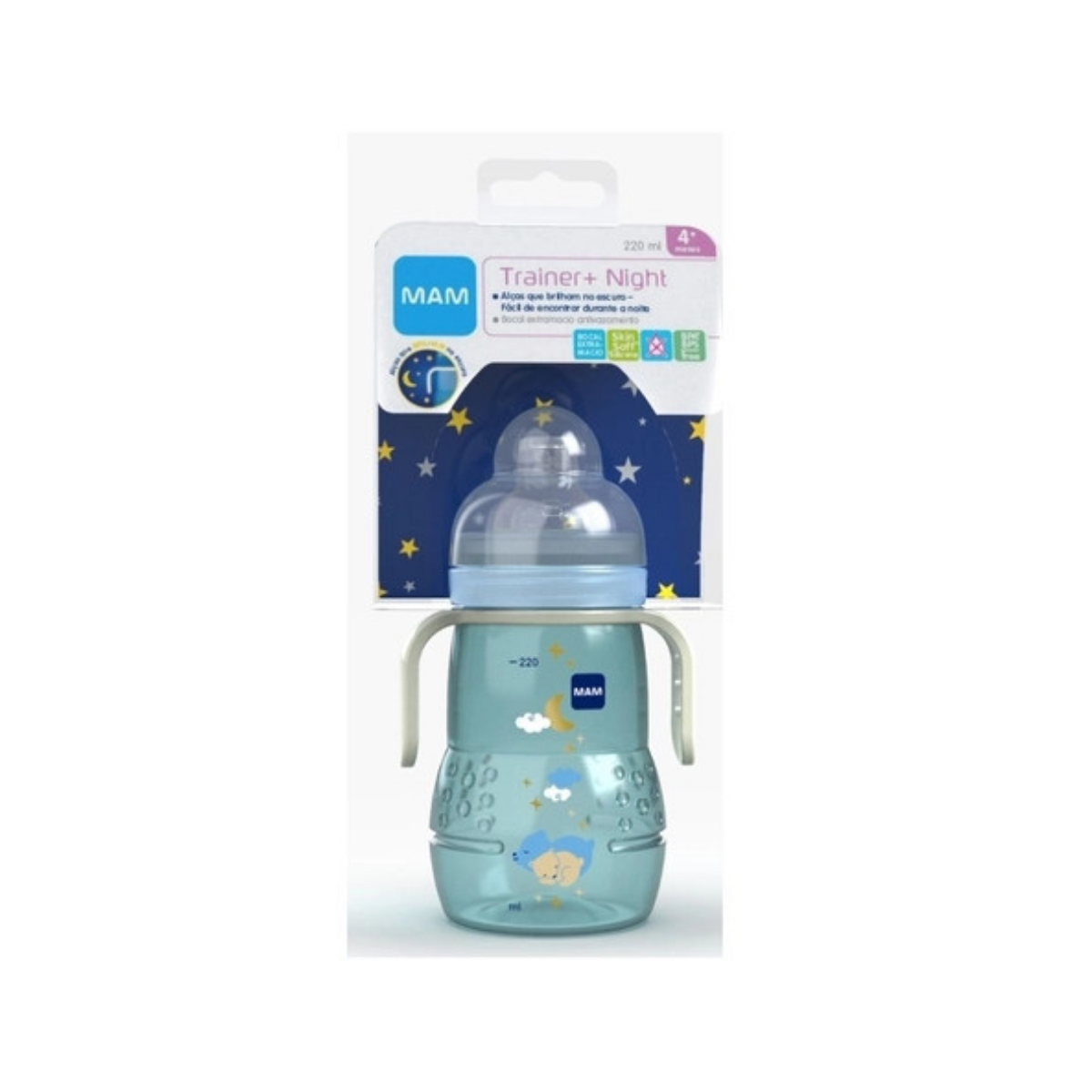 Copo MAM Trainer+ Night Azul 220ml 1 Unidade